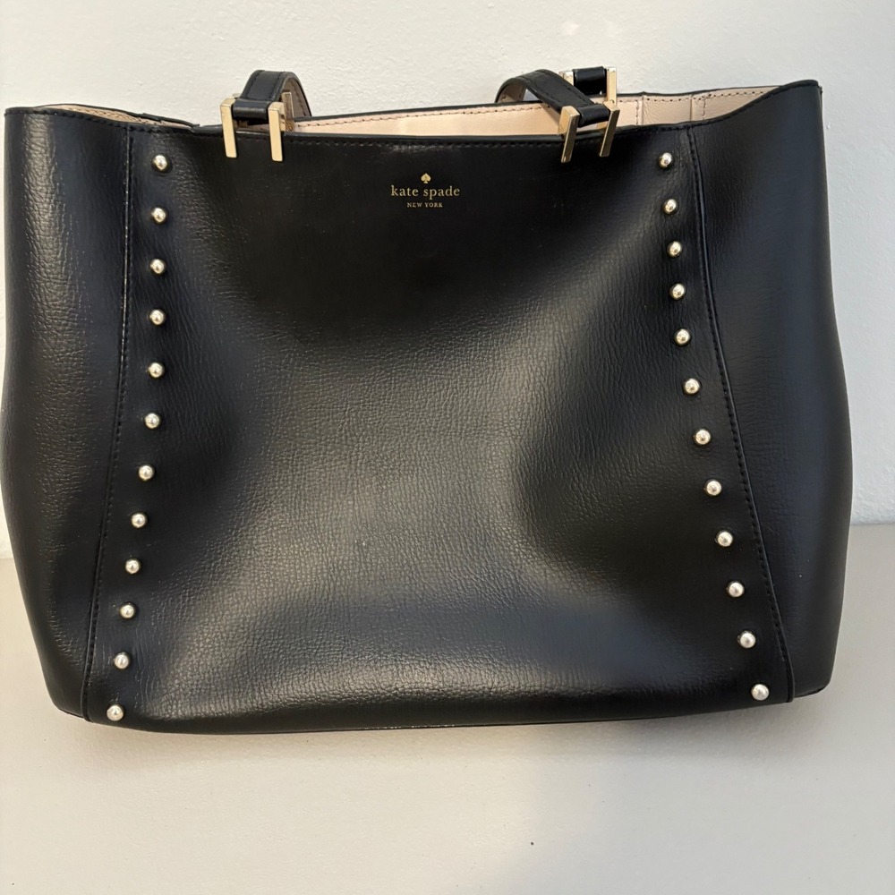 kate spade Black Leather Studded Tote